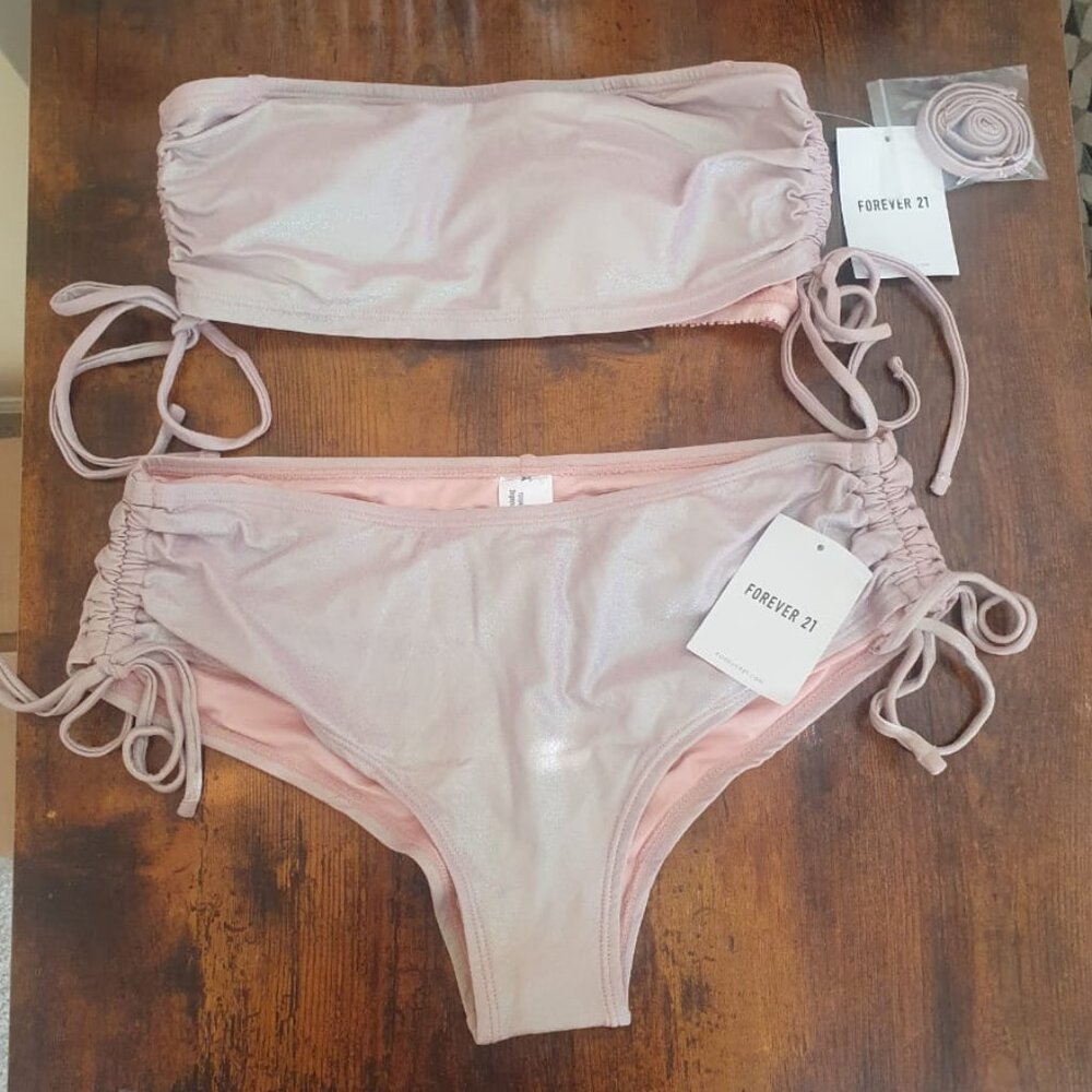 Forever 21 Metallic Bandeau Bikini and Top, Size m, New, never worn